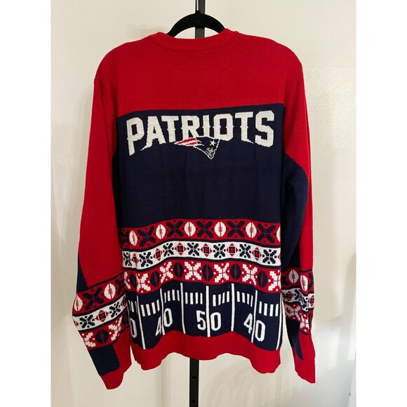 EUC NFL Patriots Sweater Touchdown Design Red & Blue 2XL - Picture 2 of 4